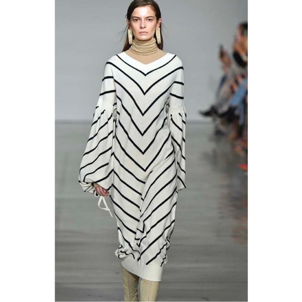 Zimmermann Maples dress wool cashmere ivory black chevron